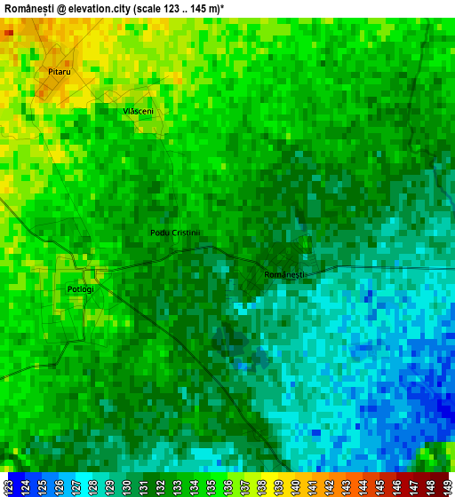 Românești elevation map