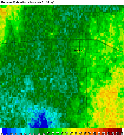 Romanu elevation map