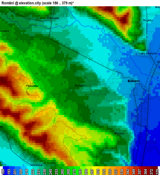 Români elevation map