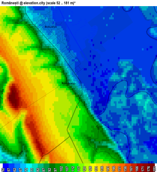 Românești elevation map