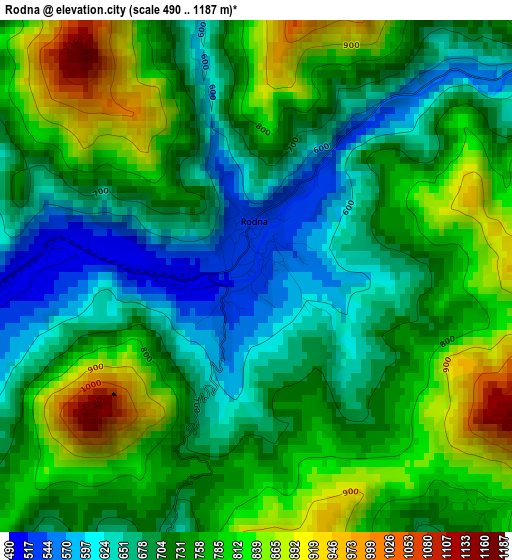 Rodna elevation map