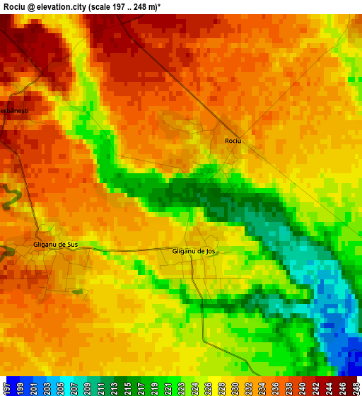 Rociu elevation map