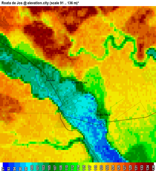 Roata de Jos elevation map