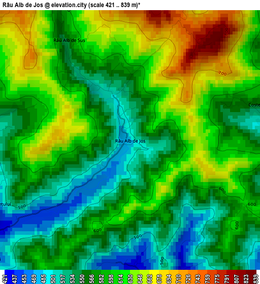 Râu Alb de Jos elevation map