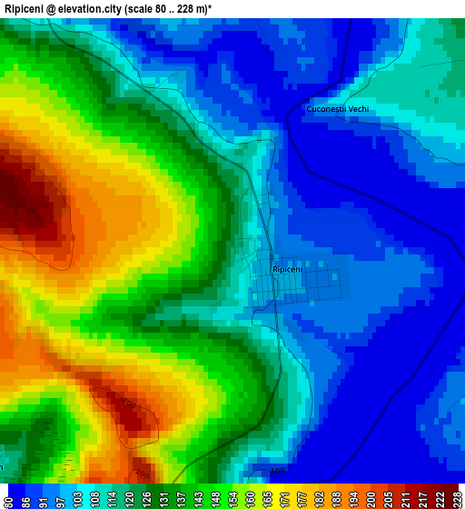 Ripiceni elevation map