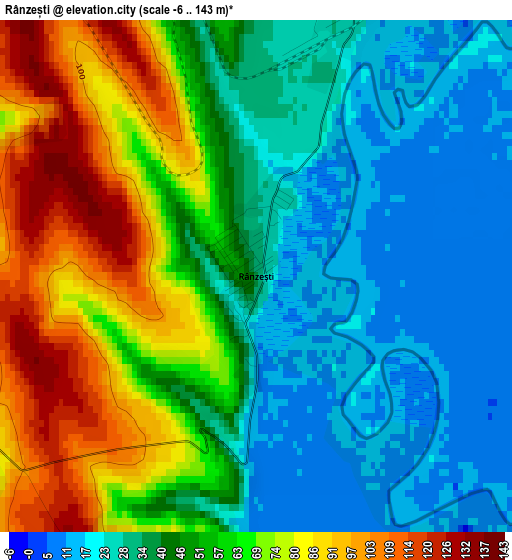 Rânzești elevation map