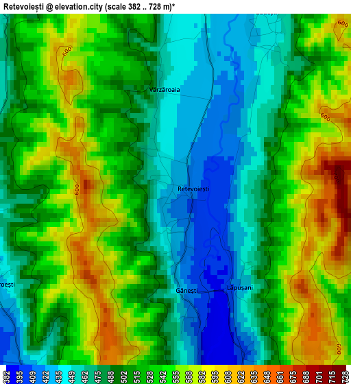 Retevoiești elevation map