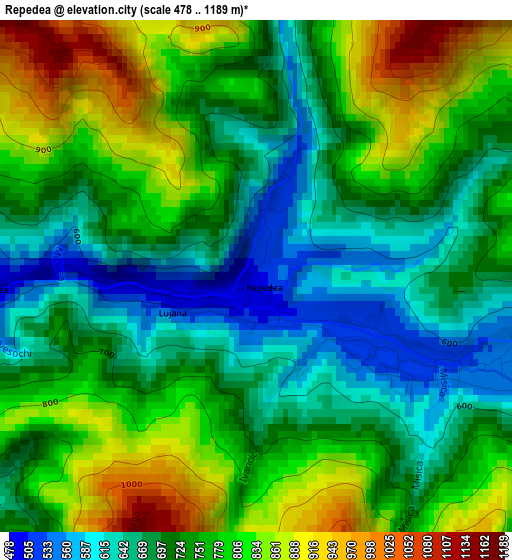 Repedea elevation map