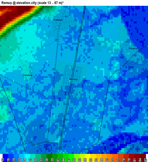 Remuș elevation map