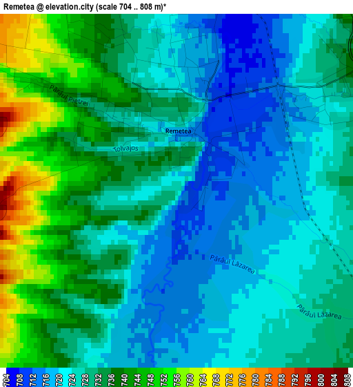 Remetea elevation map