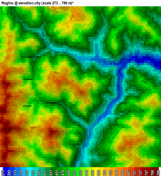 Reghiu elevation map