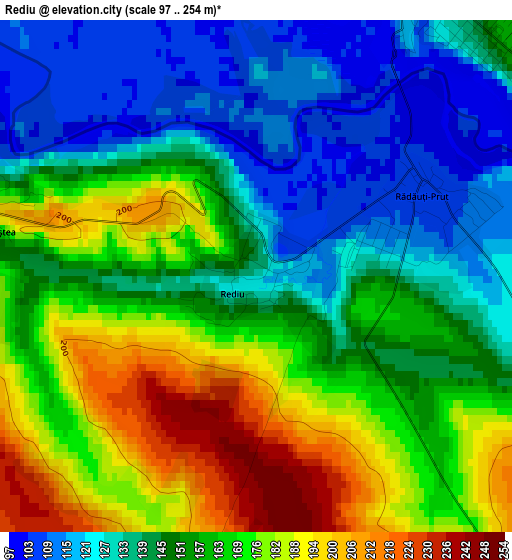 Rediu elevation map