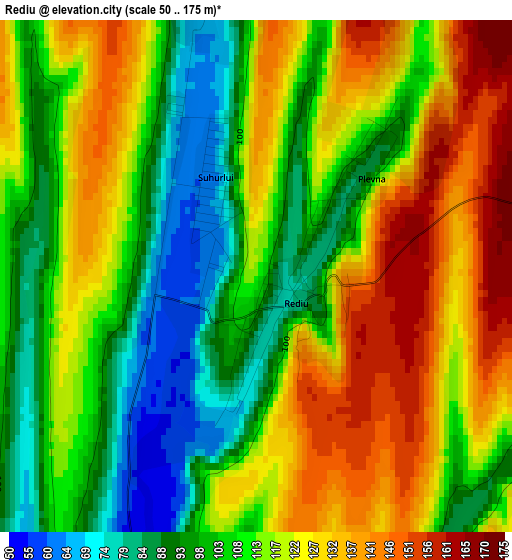 Rediu elevation map