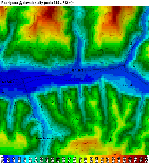 Rebrişoara elevation map