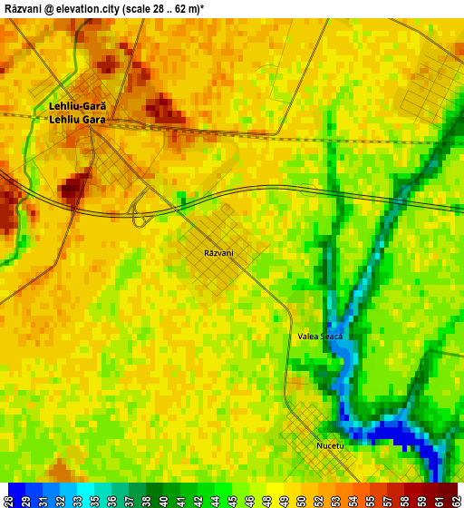 Răzvani elevation map