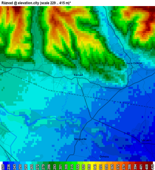 Răzvad elevation map