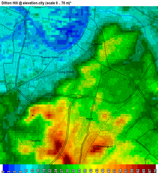 Ditton Hill elevation map