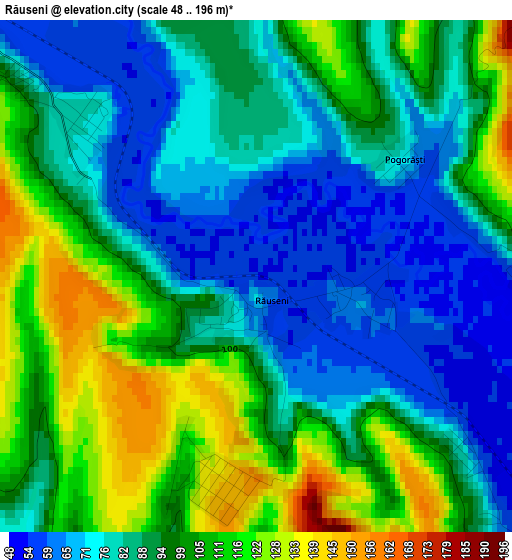 Răuseni elevation map