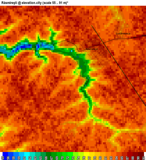 Răsmireşti elevation map