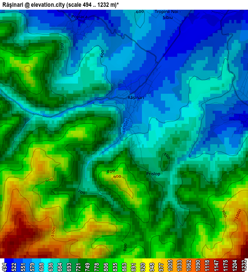 Răşinari elevation map