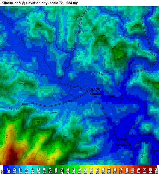 Kihoku-chō elevation map