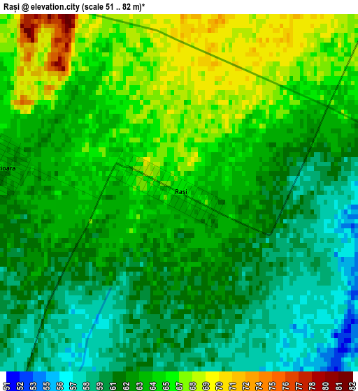 Rași elevation map