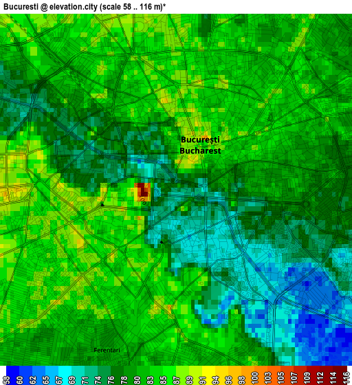 Bucuresti elevation map