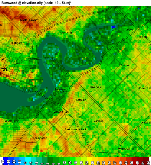 Burswood elevation map