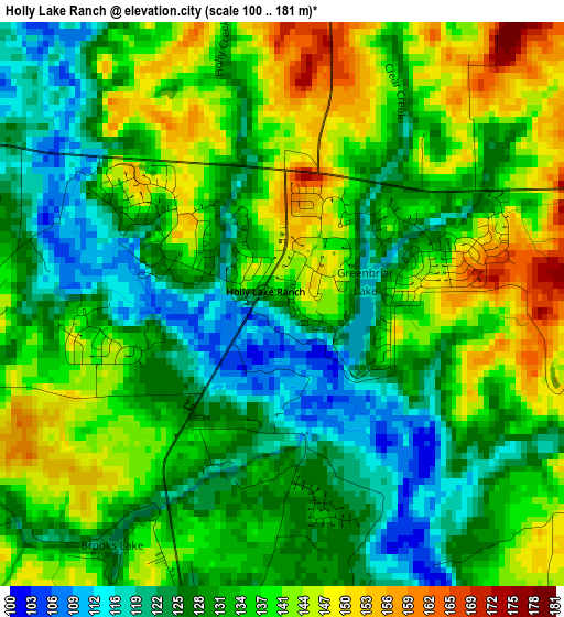 Holly Lake Ranch elevation map