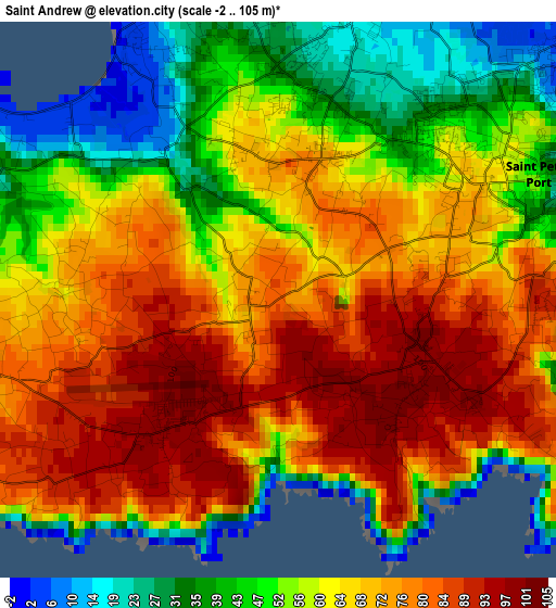 Saint Andrew elevation map