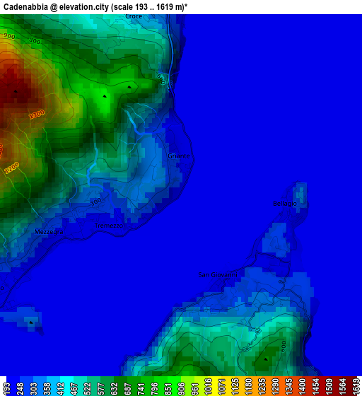 Cadenabbia elevation map