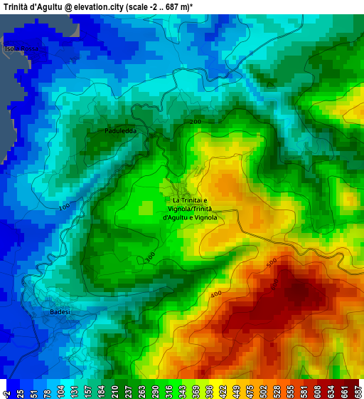 Trinità d'Agultu elevation map