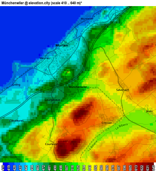 Münchenwiler elevation map