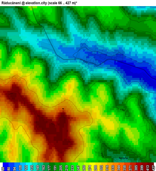 Răducăneni elevation map