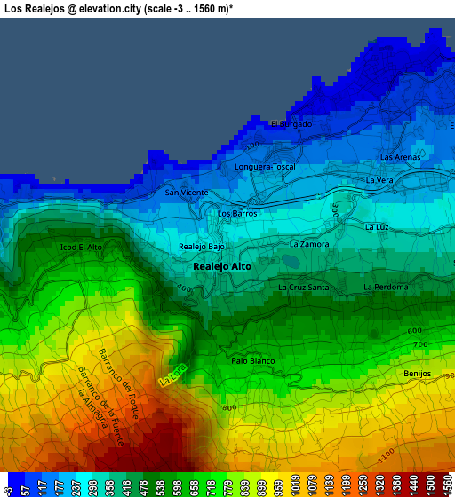 Los Realejos elevation map