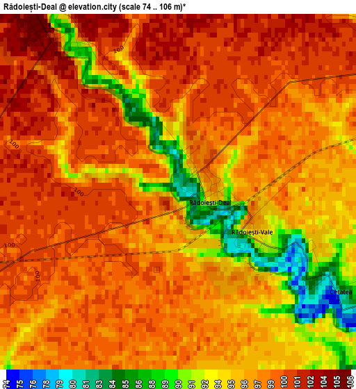 Rădoiești-Deal elevation map