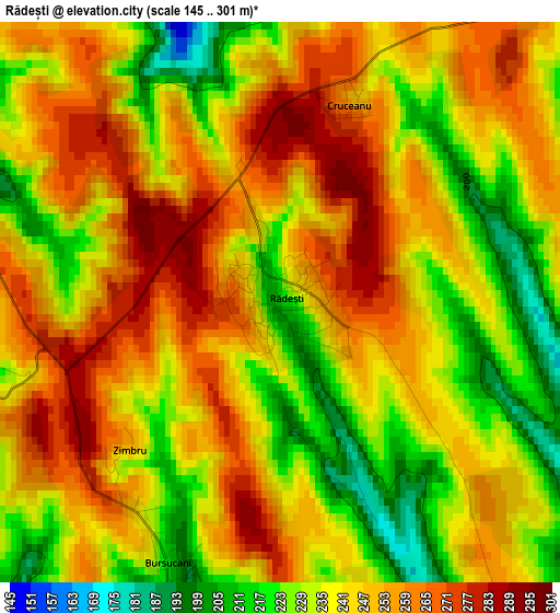 Rădești elevation map