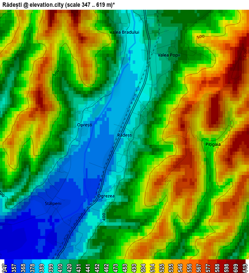 Rădești elevation map