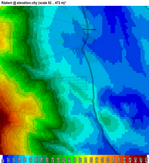 Rădeni elevation map