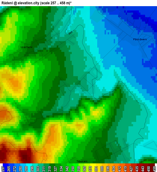 Rădeni elevation map