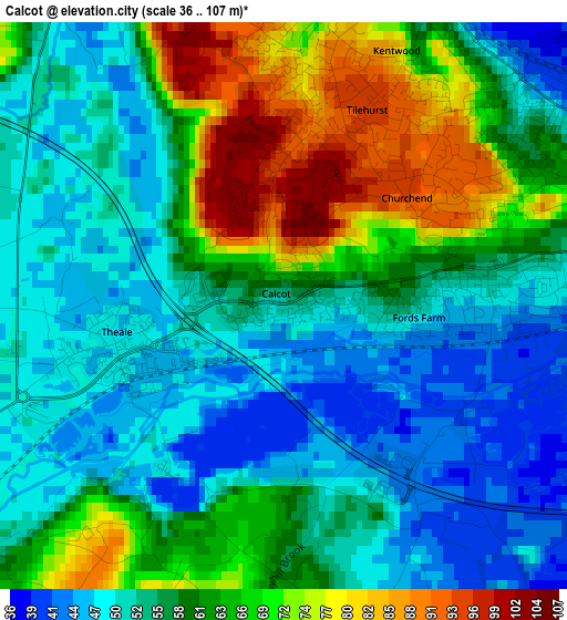 Calcot elevation map