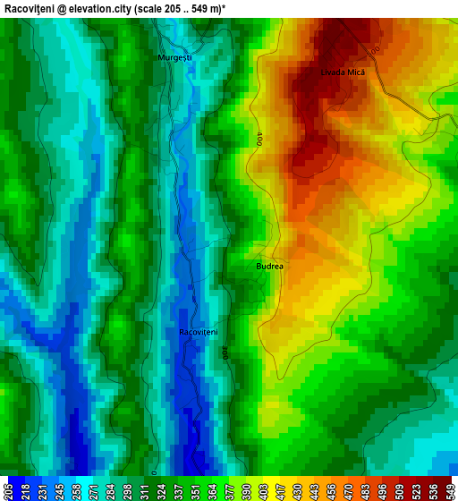 Racoviţeni elevation map