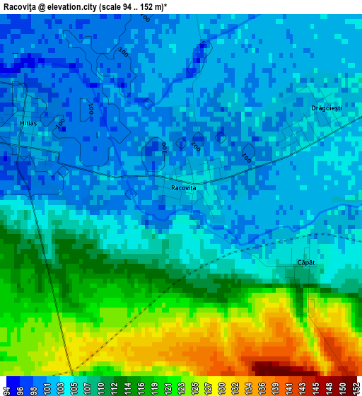 Racoviţa elevation map