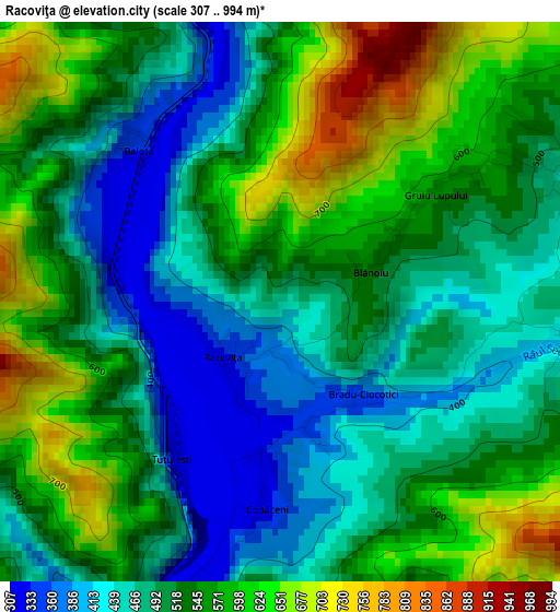 Racoviţa elevation map