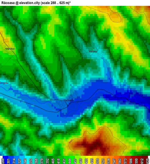 Răcoasa elevation map