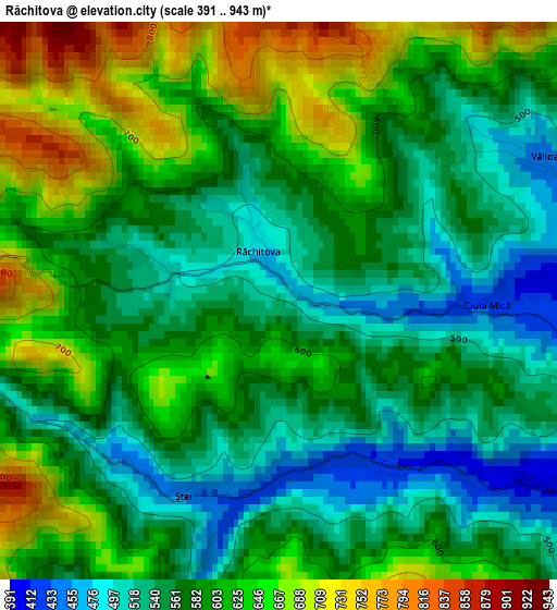 Răchitova elevation map