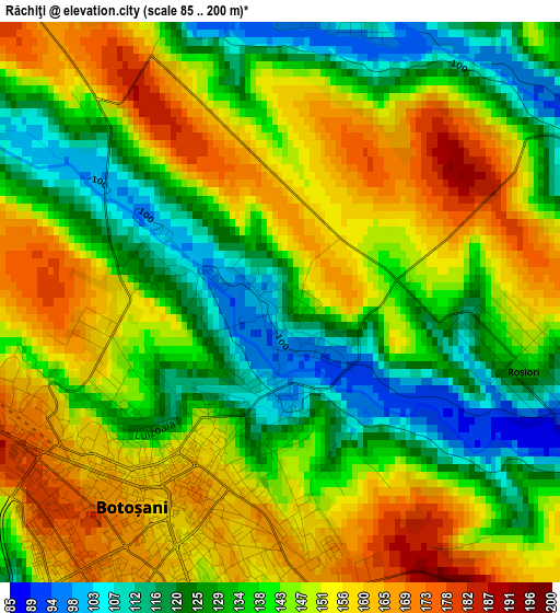 Răchiţi elevation map