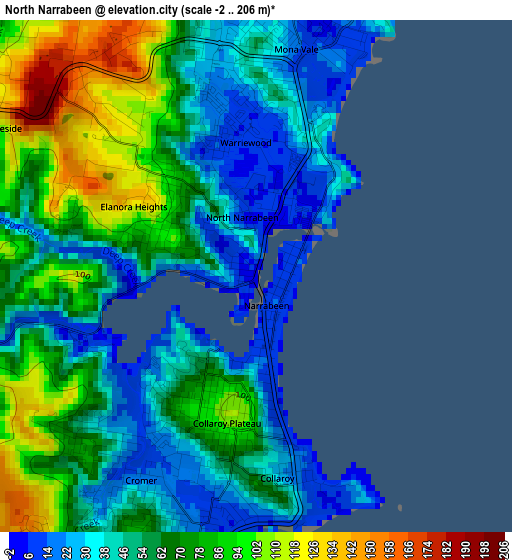 North Narrabeen elevation map