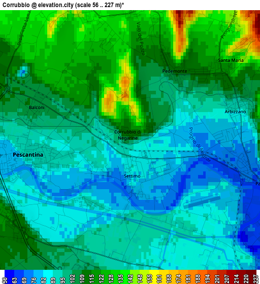 Corrubbio elevation map