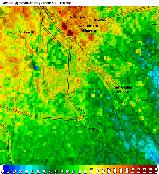 Civesio elevation map